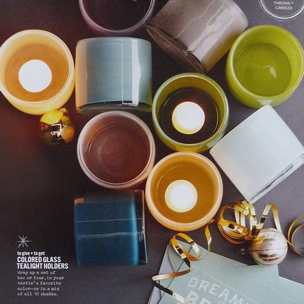 west elm glass tealight holders - 3 total